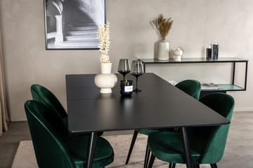 Suorakulmainen Silar-ruokailuryhmä 120-160 cm ja 4 Velvet-ruokatuolia - vihreä - Huonekalut - Pöytä & ruokailuryhmä - Ruokailuryhmä