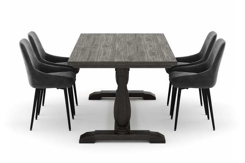 Suzon Ruokailuryhmä 200x100cm 4 Alsarp Ruokatuolilla - Ruskea - Huonekalut - Pöytä & ruokailuryhmä - Ruokailuryhmä