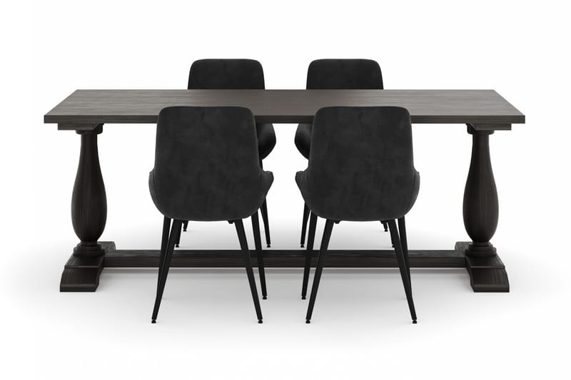 Suzon Ruokailuryhmä 200x100cm 4 Alsarp Ruokatuolilla - Ruskea - Huonekalut - Pöytä & ruokailuryhmä - Ruokailuryhmä