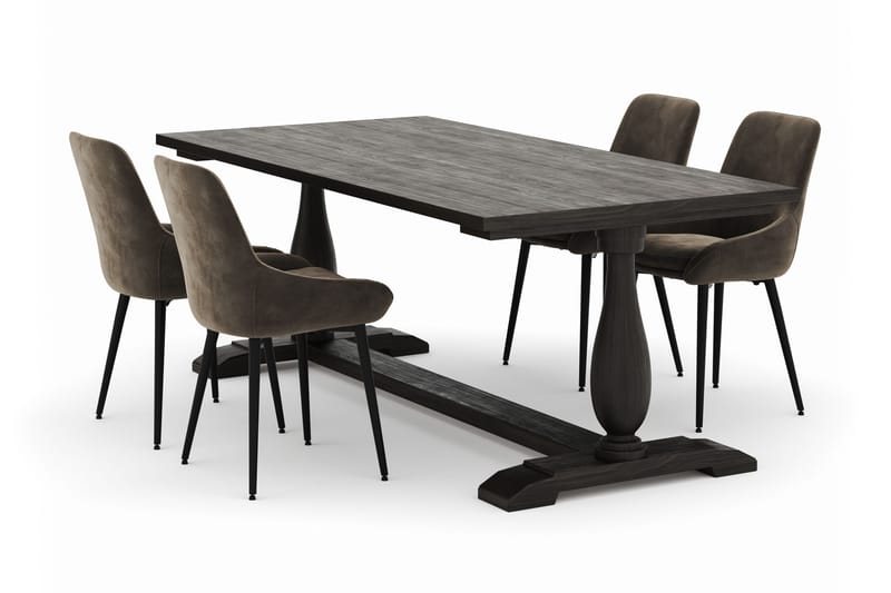 Suzon Ruokailuryhmä 200x100cm 4 Alsarp Ruokatuolilla, Ruskea