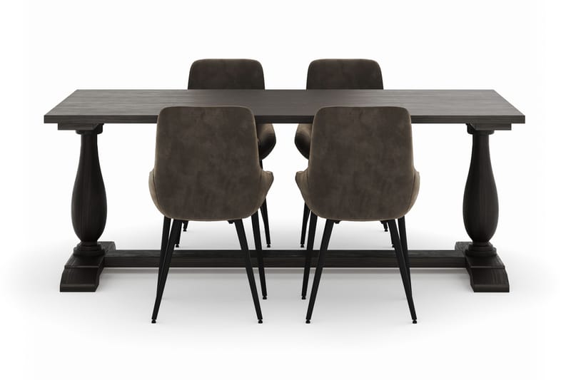 Suzon Ruokailuryhmä 200x100cm 4 Alsarp Ruokatuolilla - Ruskea - Huonekalut - Pöytä & ruokailuryhmä - Ruokailuryhmä