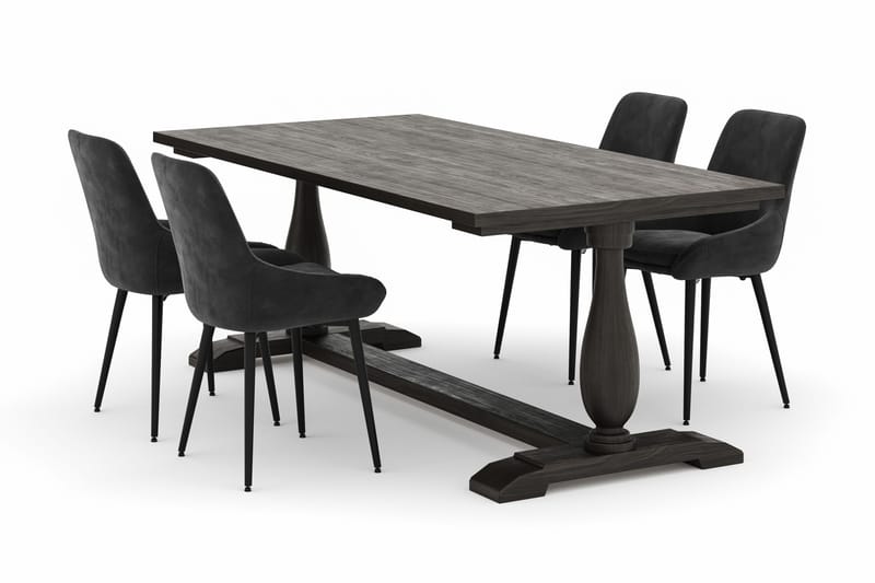 Suzon Ruokailuryhmä 200x100cm 4 Alsarp Ruokatuolilla, Ruskea