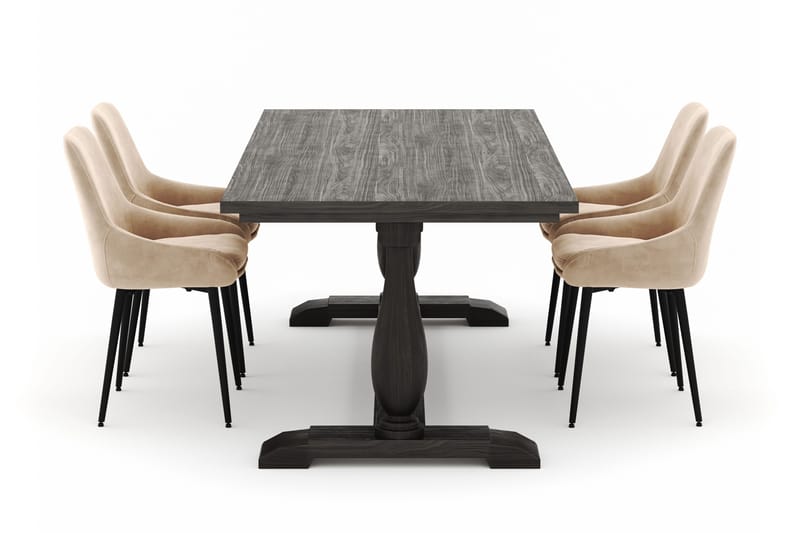 Suzon Ruokailuryhmä 200x100cm 4 Alsarp Ruokatuolilla - Ruskea - Huonekalut - Pöytä & ruokailuryhmä - Ruokailuryhmä