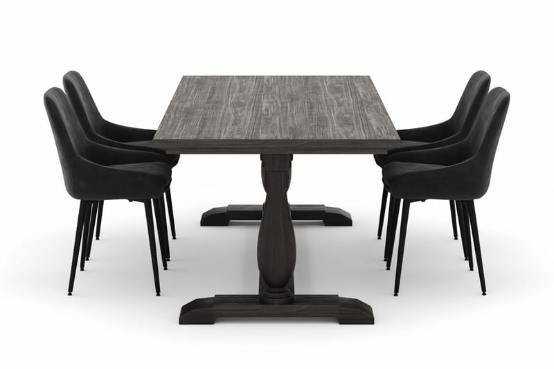 Suzon Ruokailuryhmä 200x100cm 4 Alsarp Ruokatuolilla - Ruskea - Huonekalut - Pöytä & ruokailuryhmä - Ruokailuryhmä