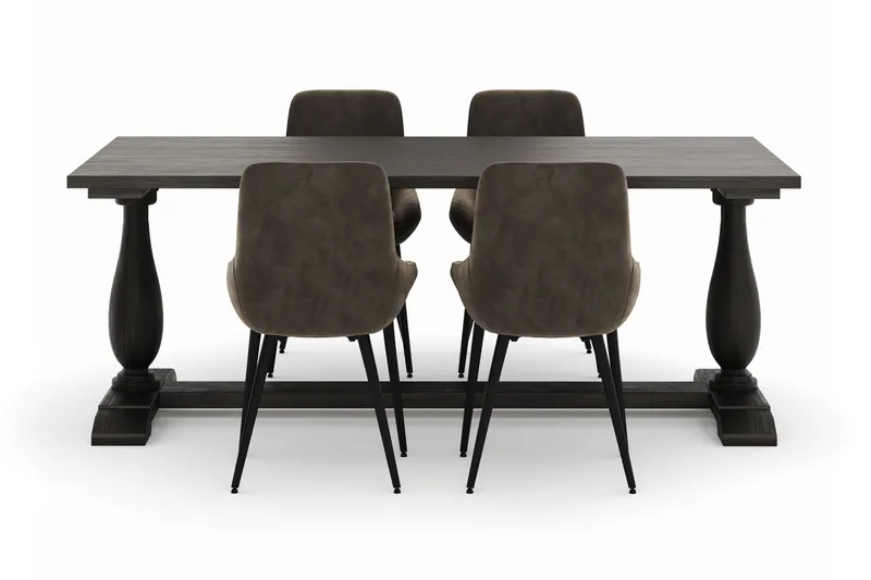 Suzon Ruokailuryhmä 200x100cm 4 Alsarp Ruokatuolilla - Ruskea - Huonekalut - Pöytä & ruokailuryhmä - Ruokailuryhmä