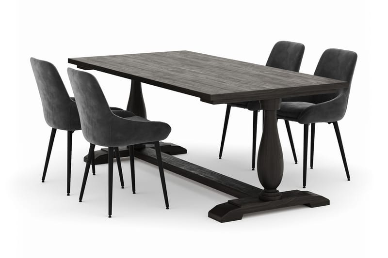 Suzon Ruokailuryhmä 200x100cm 4 Alsarp Ruokatuolilla, Ruskea