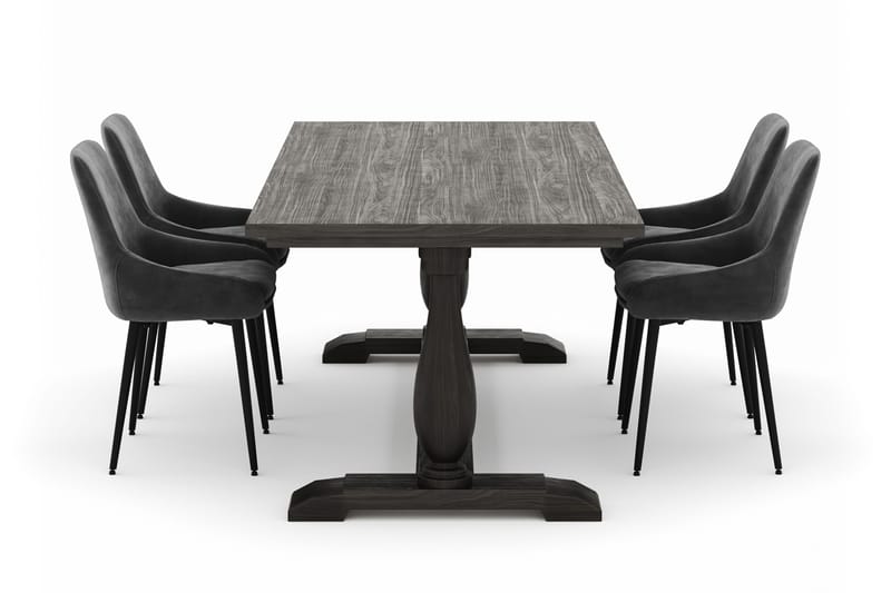 Suzon Ruokailuryhmä 200x100cm 4 Alsarp Ruokatuolilla - Ruskea - Huonekalut - Pöytä & ruokailuryhmä - Ruokailuryhmä