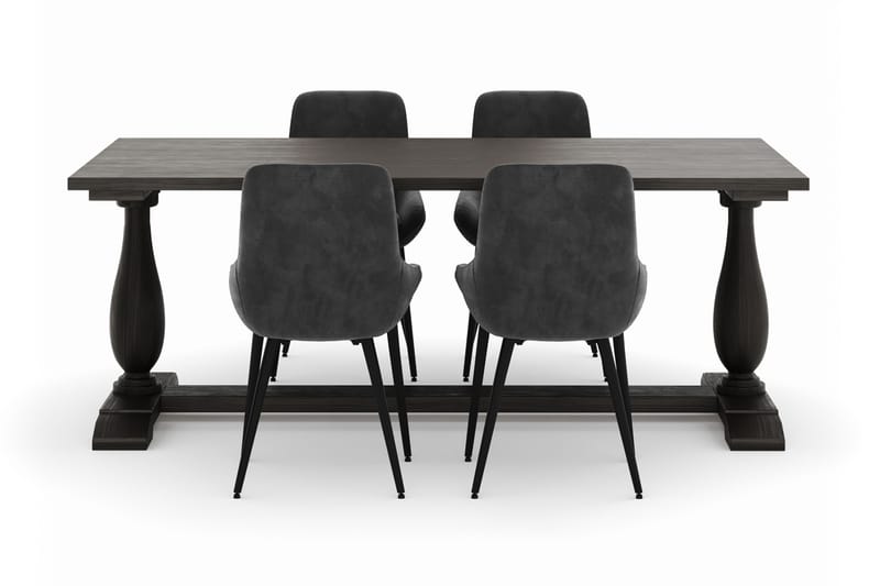 Suzon Ruokailuryhmä 200x100cm 4 Alsarp Ruokatuolilla - Ruskea - Huonekalut - Pöytä & ruokailuryhmä - Ruokailuryhmä