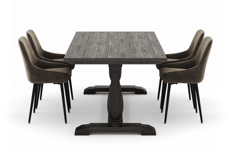 Suzon Ruokailuryhmä 200x100cm 4 Alsarp Ruokatuolilla - Ruskea - Huonekalut - Pöytä & ruokailuryhmä - Ruokailuryhmä