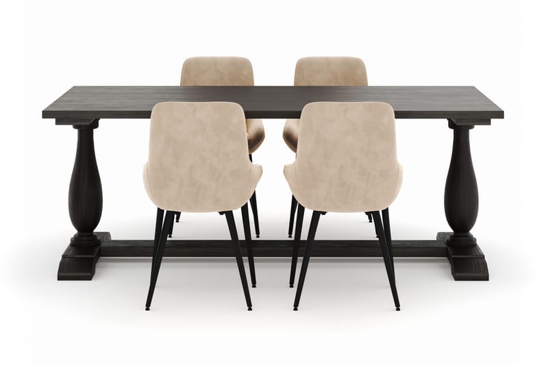 Suzon Ruokailuryhmä 200x100cm 4 Alsarp Ruokatuolilla - Ruskea - Huonekalut - Pöytä & ruokailuryhmä - Ruokailuryhmä