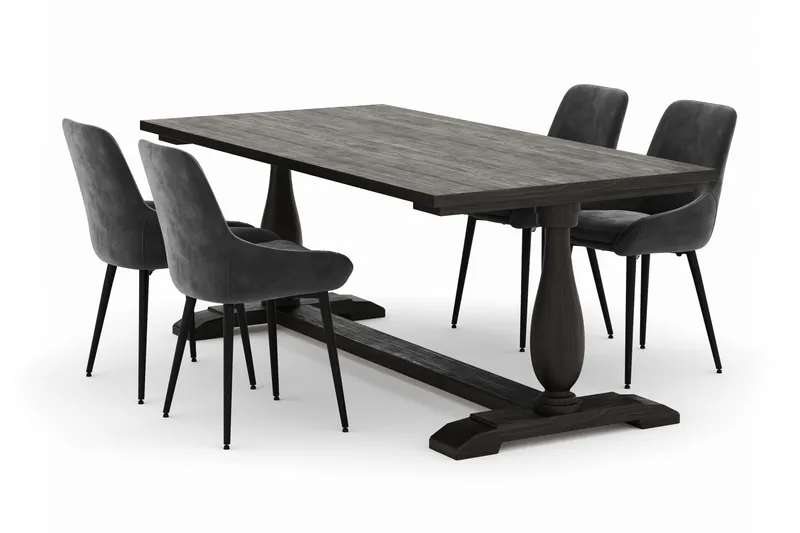 Suzon Ruokailuryhmä 200x100cm 4 Alsarp Ruokatuolilla, Ruskea