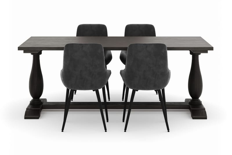 Suzon Ruokailuryhmä 200x100cm 4 Alsarp Ruokatuolilla - Ruskea - Huonekalut - Pöytä & ruokailuryhmä - Ruokailuryhmä