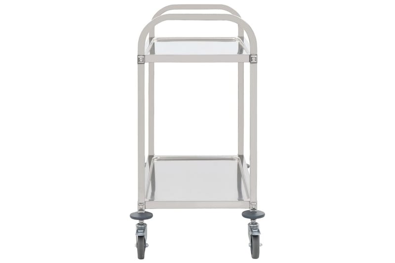 2-tasoinen tarjoiluvaunu 107x55x90 cm ruostumaton teräs - Hopea - Huonekalut - Pöytä & ruokailuryhmä - Tarjoiluvaunu - Tarjoiluvaunut