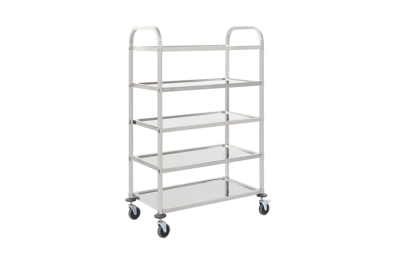 5-tasoinen tarjoiluvaunu 107x55x147 cm ruostumaton teräs - Hopea - Huonekalut - Pöytä & ruokailuryhmä - Tarjoiluvaunu - Tarjoiluvaunut