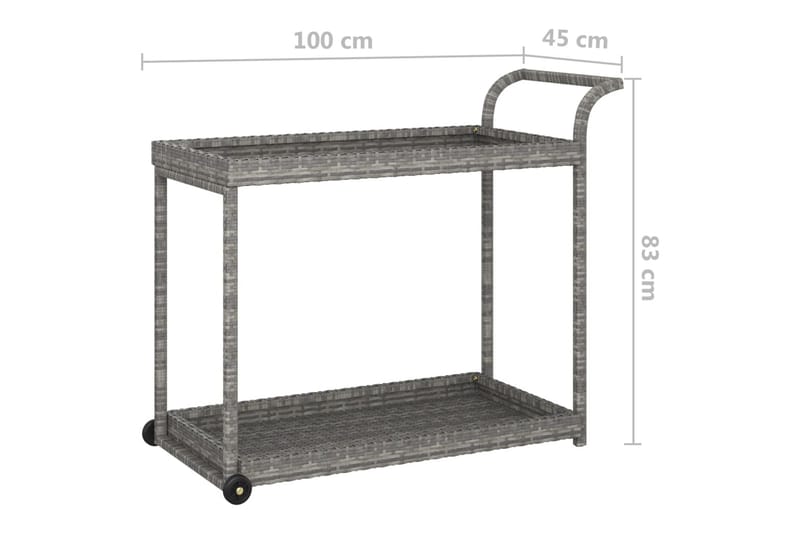 Baarivaunu harmaa 100x45x83 cm polyrottinki - Harmaa - Huonekalut - Pöytä & ruokailuryhmä - Tarjoiluvaunu - Tarjoiluvaunut