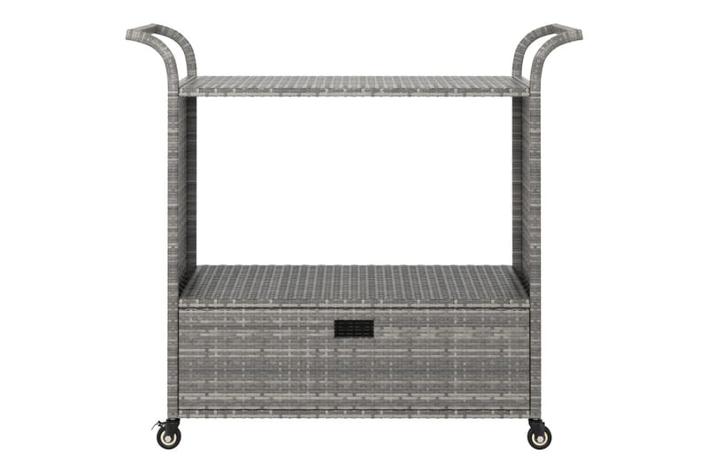 Baarivaunu laatikolla harmaa 100x45x97 cm polyrottinki - Harmaa - Huonekalut - Pöytä & ruokailuryhmä - Tarjoiluvaunu - Tarjoiluvaunut