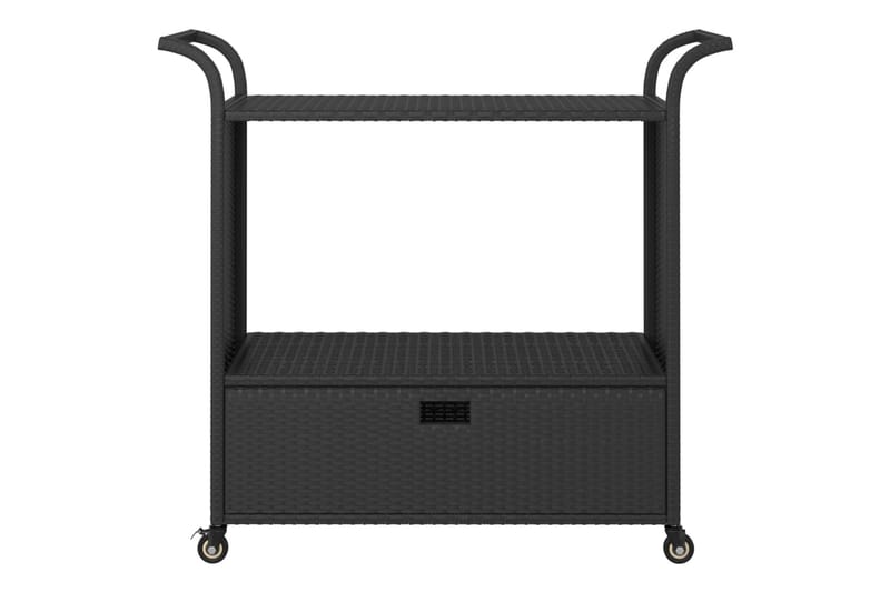 Baarivaunu laatikolla musta 100x45x97 cm polyrottinki - Musta - Huonekalut - Pöytä & ruokailuryhmä - Tarjoiluvaunu - Tarjoiluvaunut