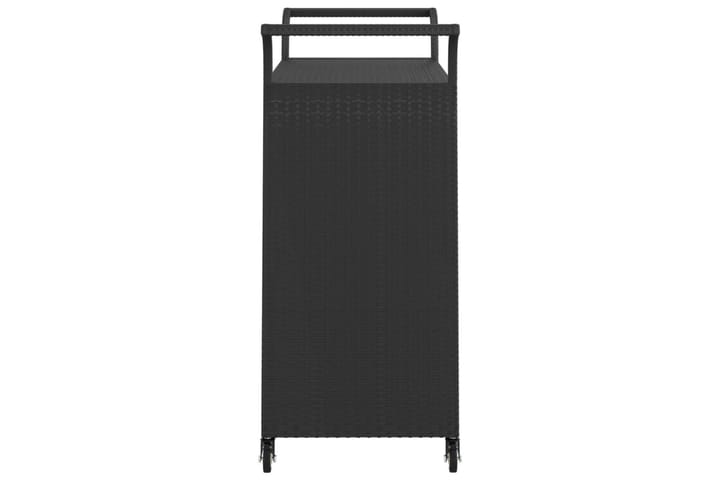 Baarivaunu laatikolla musta 100x45x97 cm polyrottinki - Musta - Tarjoiluvaunut - Keittiövaunu