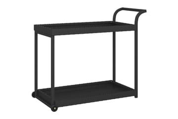 Baarivaunu musta 100x45x83 cm polyrottinki - Musta - Huonekalut - Pöytä & ruokailuryhmä - Tarjoiluvaunu - Tarjoiluvaunut