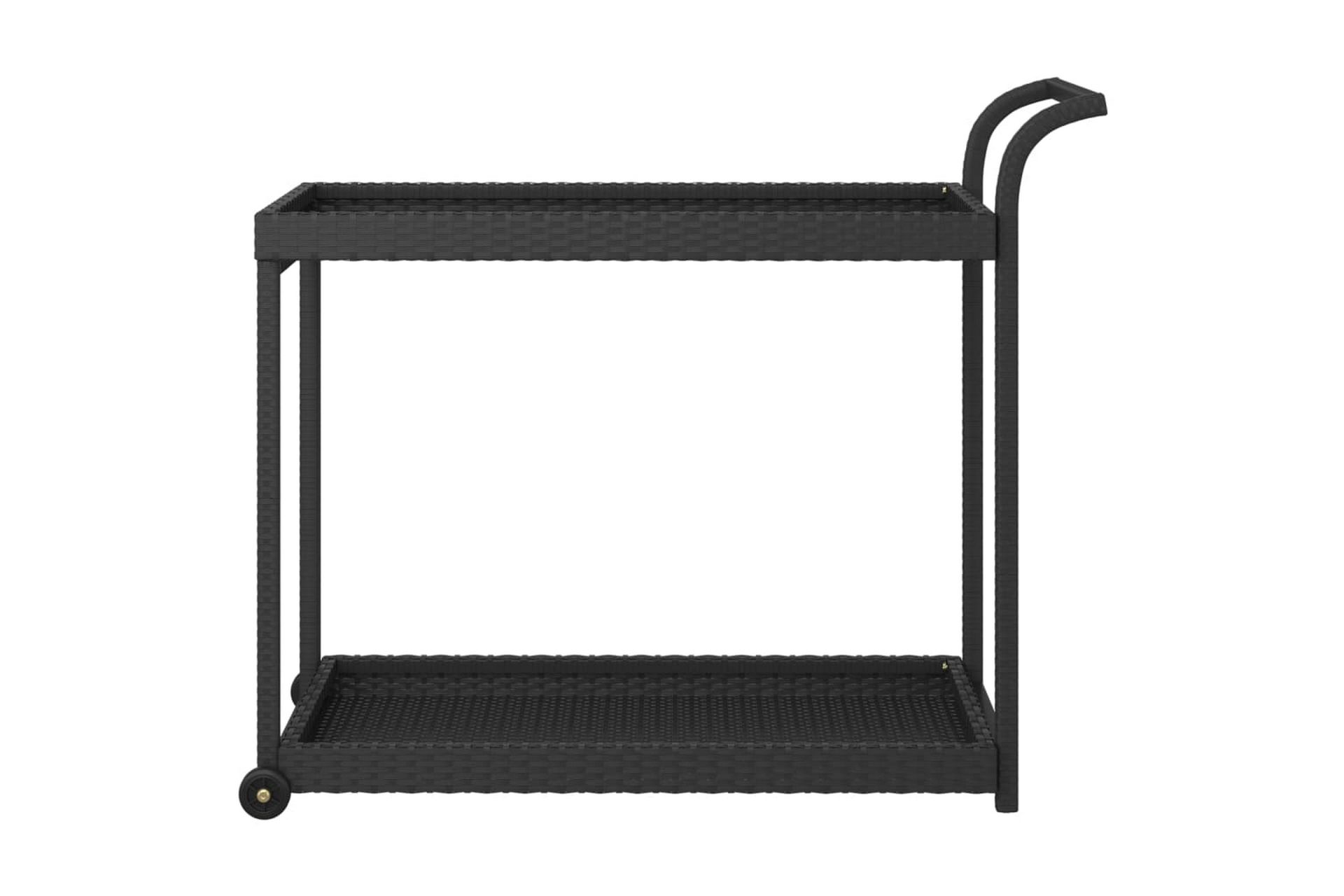 Baarivaunu musta 100x45x83 cm polyrottinki - Musta - Huonekalut - Pöytä & ruokailuryhmä - Tarjoiluvaunu - Tarjoiluvaunut