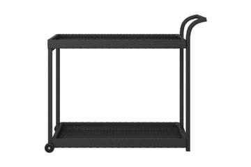 Baarivaunu musta 100x45x83 cm polyrottinki - Musta - Huonekalut - Pöytä & ruokailuryhmä - Tarjoiluvaunu - Tarjoiluvaunut