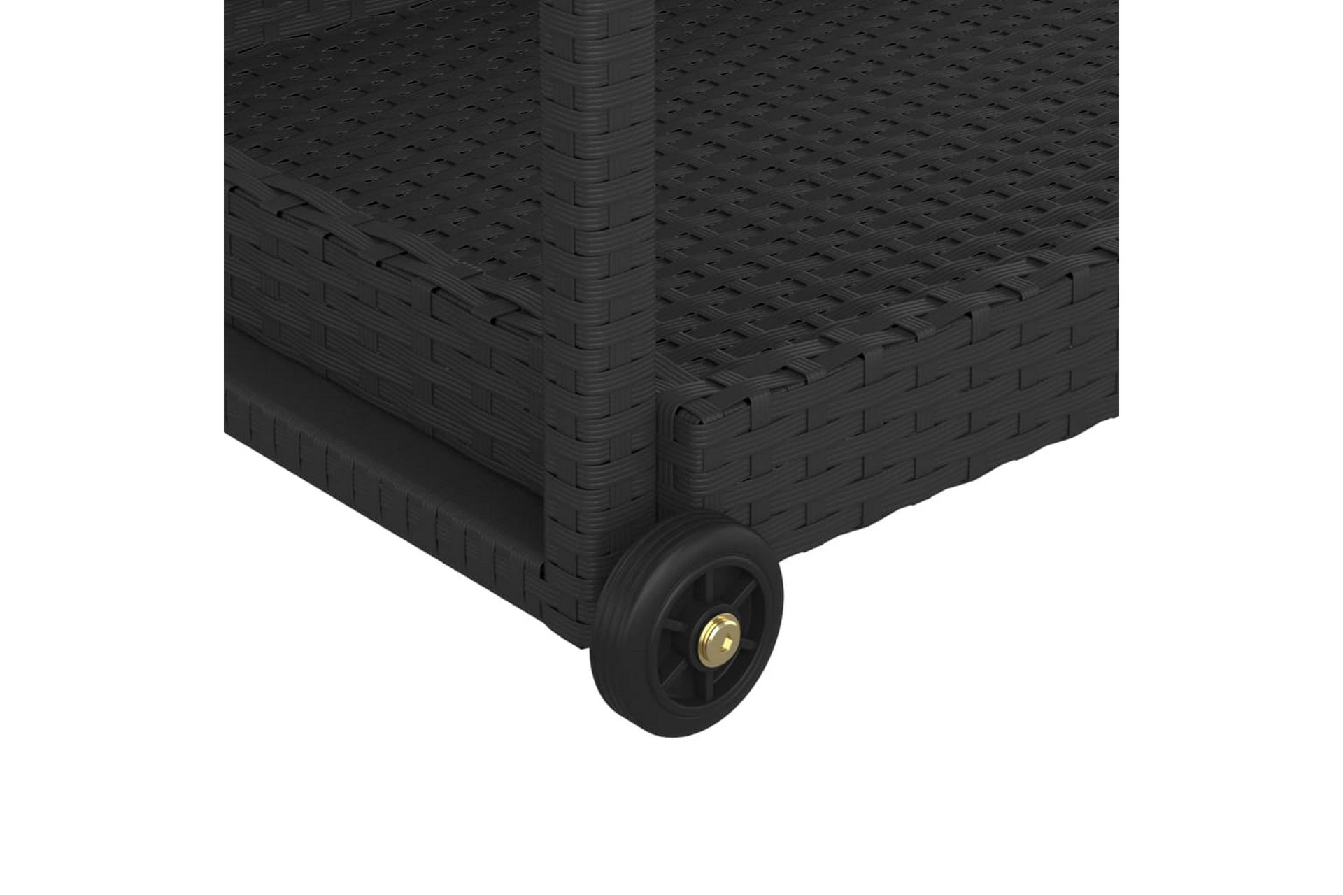 Baarivaunu musta 100x45x83 cm polyrottinki - Musta - Huonekalut - Pöytä & ruokailuryhmä - Tarjoiluvaunu - Tarjoiluvaunut