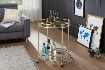 Drinkvagn & Rullbord Wohnling Guld - Huonekalut - Pöytä & ruokailuryhmä - Tarjoiluvaunu - Tarjoiluvaunut