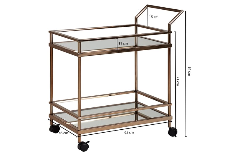 Juomavaunu Hailstock 65x45 cm - Kulta - Huonekalut - Pöytä & ruokailuryhmä - Tarjoiluvaunu - Tarjoiluvaunut