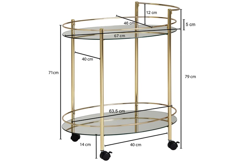 Juomavaunu Stageman 67x46 cm - Kulta - Huonekalut - Pöytä & ruokailuryhmä - Tarjoiluvaunu - Tarjoiluvaunut