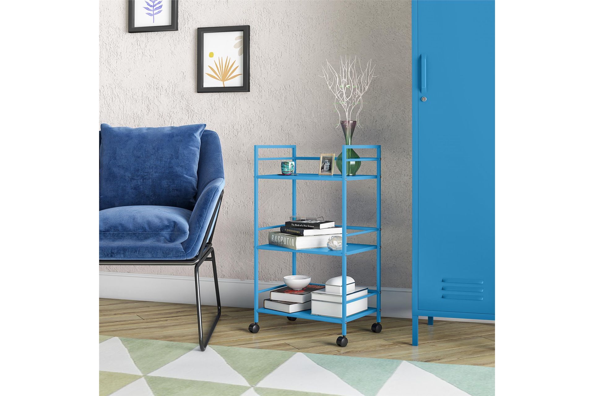 Tarjoiluvaunu Cache 43x29 cm Sininen - Novogratz - Huonekalut - Pöytä & ruokailuryhmä - Tarjoiluvaunu - Tarjoiluvaunut