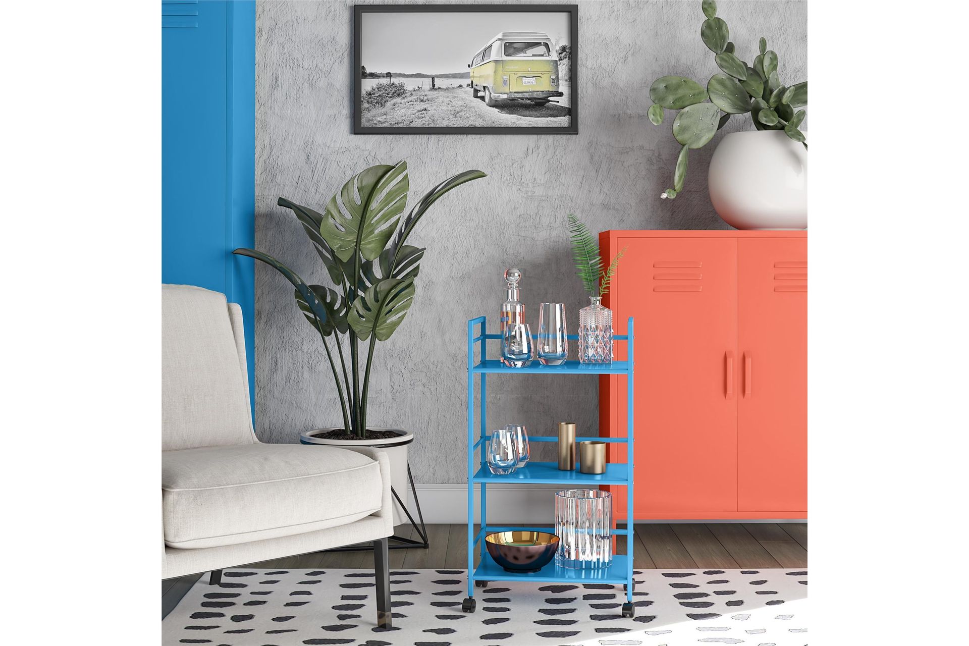 Tarjoiluvaunu Cache 43x29 cm Sininen - Novogratz - Huonekalut - Pöytä & ruokailuryhmä - Tarjoiluvaunu - Tarjoiluvaunut
