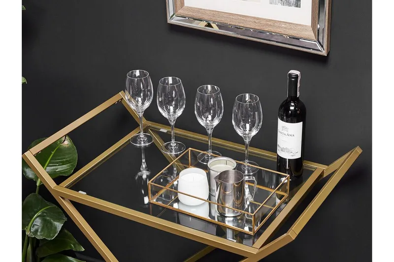 Tarjoiluvaunu Ivera Lasi/Kulta - Kulta - Huonekalut - Pöytä & ruokailuryhmä - Tarjoiluvaunu - Tarjoiluvaunut