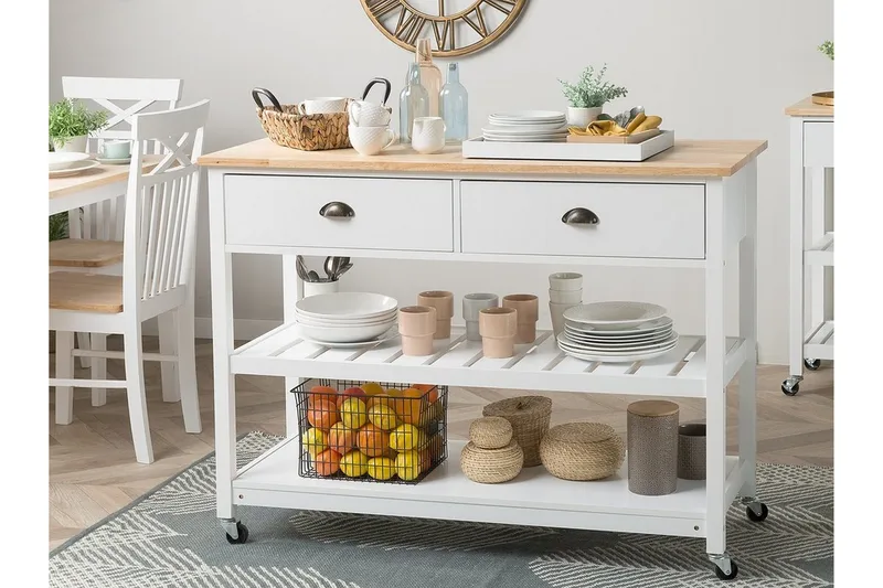 Tarjoiluvaunu Navarino 48x120 cm - Valkoinen - Huonekalut - Pöytä & ruokailuryhmä - Tarjoiluvaunu - Tarjoiluvaunut