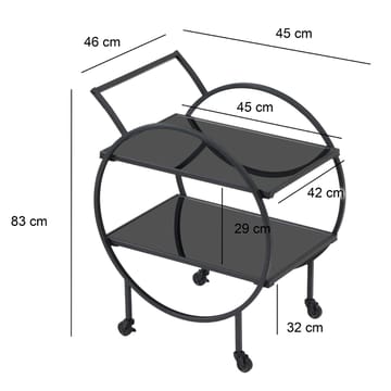 Galira tarjoiluvaunu 46 cm - Mattamusta ja musta peililasi - Huonekalut - Pöytä & ruokailuryhmä - Tarjoiluvaunu - Tarjoiluvaunut