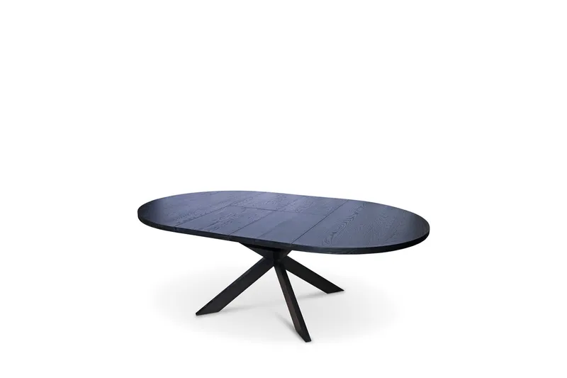 Tofta Jatkettava Ruokapöytä 140-180 cm Pyöreä, 8 hengelle massiivipuuta, Musta