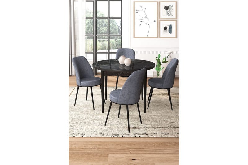 Tor Ruokailuryhmä 4-hengen - Musta/Harmaa - Huonekalut - Pöytä & ruokailuryhmä - Ruokailuryhmä
