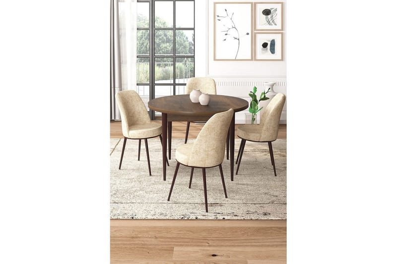 Tor Ruokailuryhmä 4-hengen - Ruskea/Beige - Huonekalut - Pöytä & ruokailuryhmä - Ruokailuryhmä
