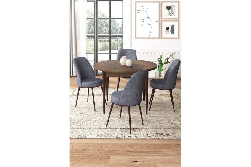 Tor Ruokailuryhmä 4-hengen - Ruskea/Harmaa - Huonekalut - Pöytä & ruokailuryhmä - Ruokailuryhmä