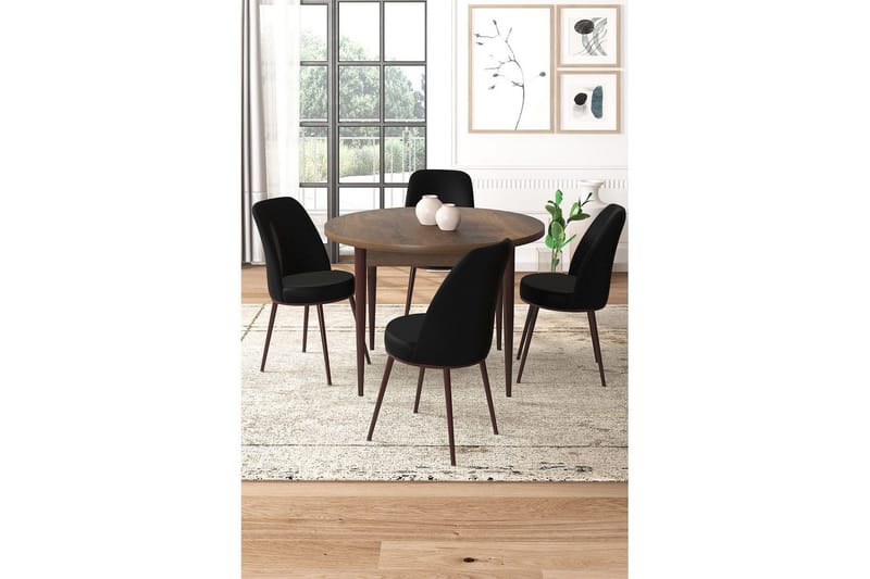 Tor Ruokailuryhmä 4-hengen - Ruskea/Musta - Huonekalut - Pöytä & ruokailuryhmä - Ruokailuryhmä