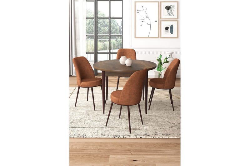 Tor Ruokailuryhmä 4-hengen - Ruskea/Punainen - Huonekalut - Pöytä & ruokailuryhmä - Ruokailuryhmä
