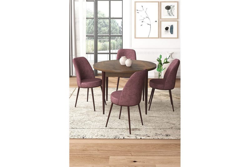 Tor Ruokailuryhmä 4-hengen - Ruskea/Rosa - Huonekalut - Pöytä & ruokailuryhmä - Ruokailuryhmä