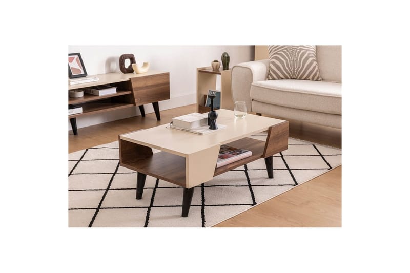 Torin Sohvapöytä 90 cm - Pähkinä/Beige - Huonekalut - Pöytä & ruokailuryhmä - Sohvapöytä