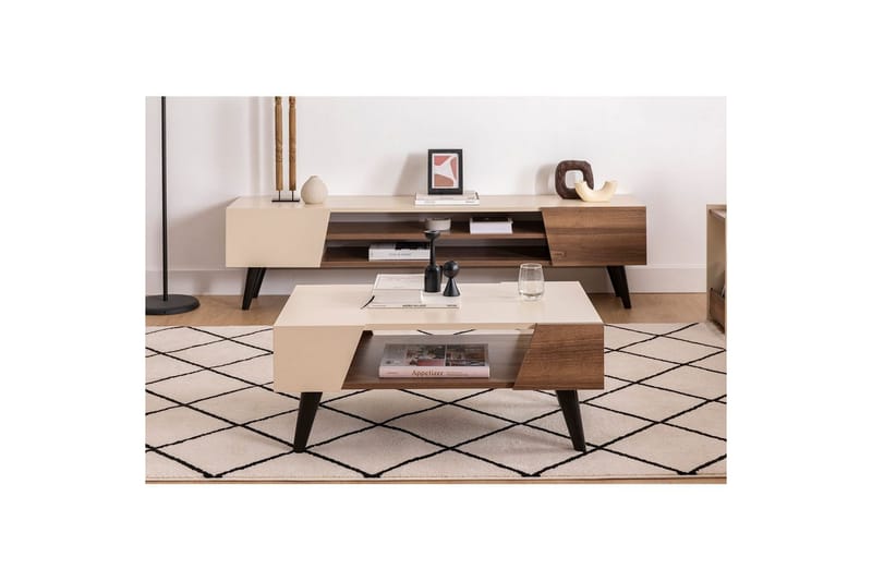 Torin Sohvapöytä 90 cm - Pähkinä/Beige - Huonekalut - Pöytä & ruokailuryhmä - Sohvapöytä