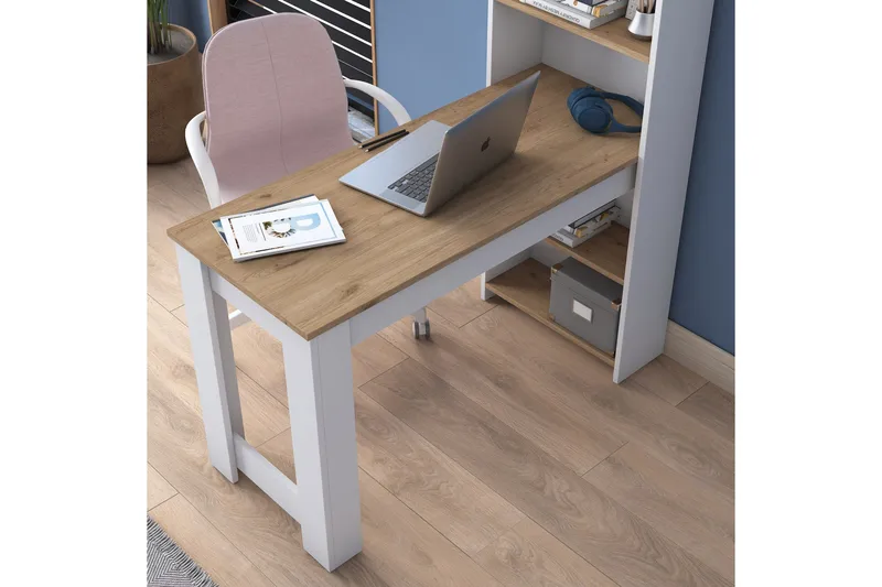 Jaan kirjoituspöytä 53,8x120 cm valkoinen/ruskea - Hanah Home - Huonekalut - Pöytä & ruokailuryhmä - Työpöytä - Tietokonepöytä