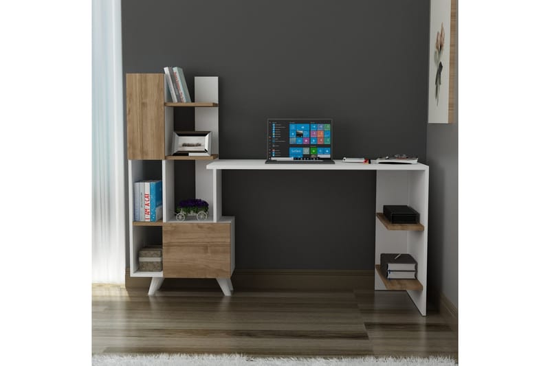 Etormay kirjoituspöytä 60x170 cm valkoinen/ruskea - Hanah Home - Huonekalut - Pöytä & ruokailuryhmä - Työpöytä
 - Tietokonepöytä