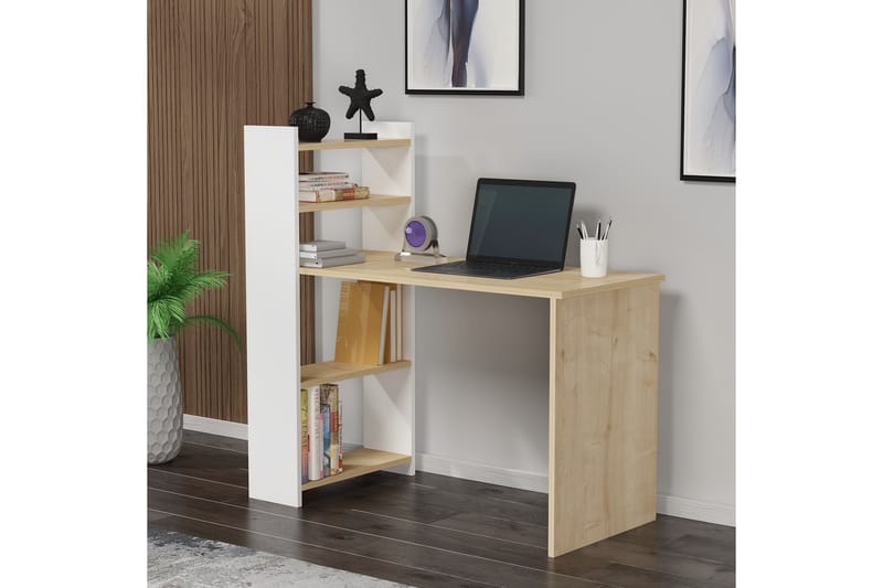 Chertsey kirjoituspöytä 110x50 cm ruskea/valkoinen - Hanah Home - Huonekalut - Pöytä & ruokailuryhmä - Työpöytä
 - Tietokonepöytä