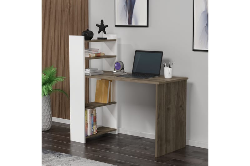 Chertsey kirjoituspöytä 110x50 cm ruskea/valkoinen - Hanah Home - Huonekalut - Pöytä & ruokailuryhmä - Työpöytä
 - Tietokonepöytä