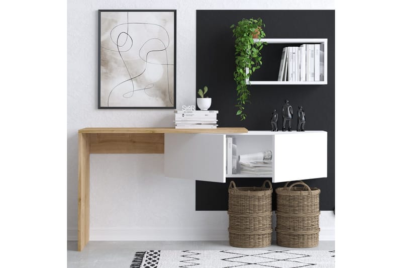 Tiff kirjoituspöytä 74x45 cm valkoinen/ruskea - Hanah Home - Huonekalut - Pöytä & ruokailuryhmä - Työpöytä - Tietokonepöytä