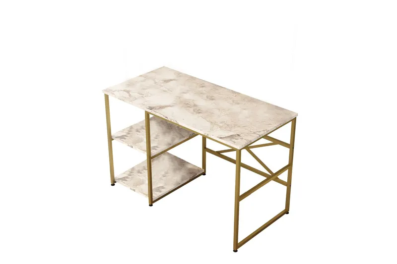 Juna kirjoituspöytä 120x60 cm valkoinen/kulta, Hanah Home