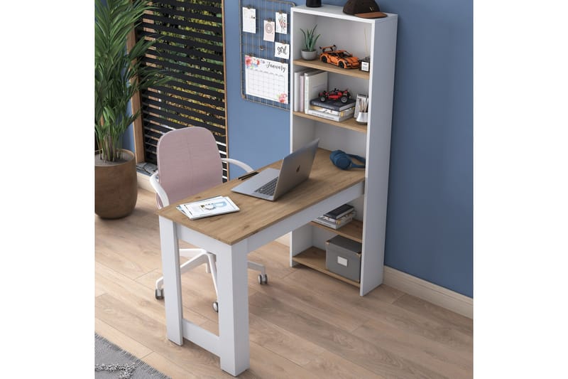 Jaan kirjoituspöytä 53,8x120 cm valkoinen/ruskea - Hanah Home - Huonekalut - Pöytä & ruokailuryhmä - Työpöytä - Tietokonepöytä